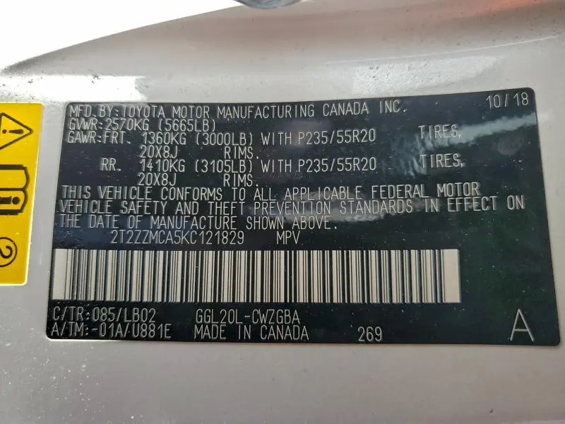 2019 LEXUS RX 350 BASE  