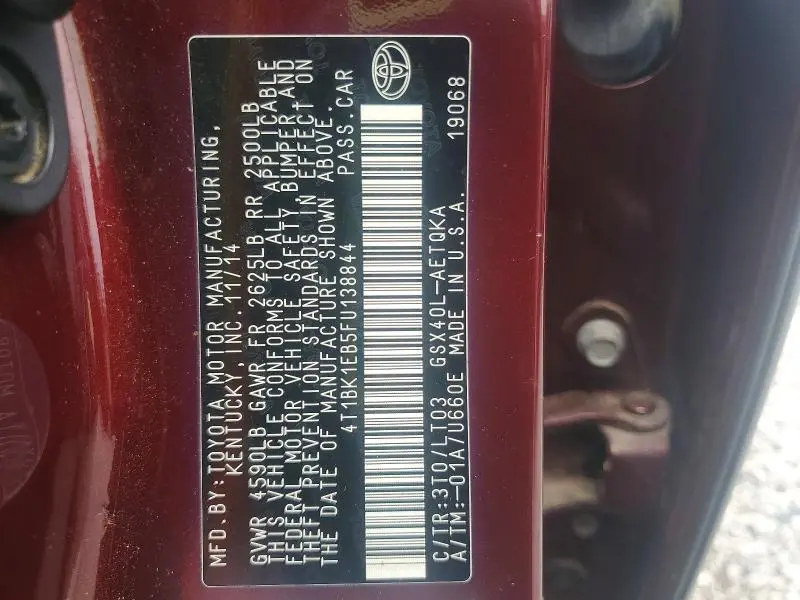 2015 TOYOTA AVALON XLE  