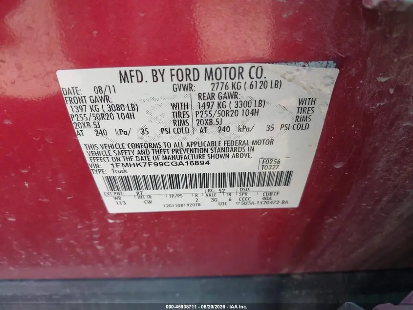 2012 FORD EXPLORER LIMITED