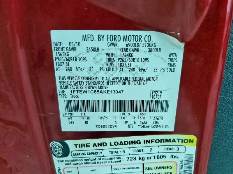 2010 FORD F150 SUPERCREW  