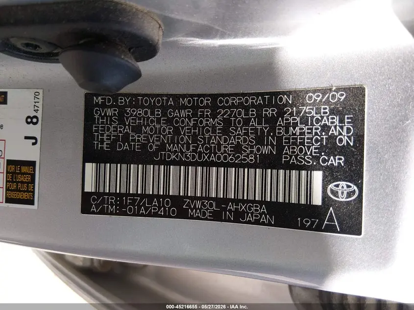 2010 TOYOTA PRIUS IV