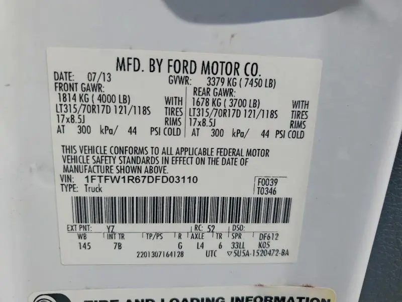 2013 FORD F150 SVT RAPTOR  
