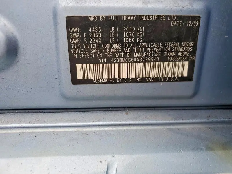 2010 SUBARU LEGACY 2.5I PREMIUM  