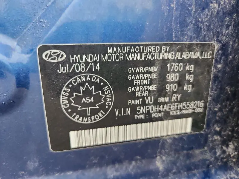 2015 HYUNDAI ELANTRA SE  