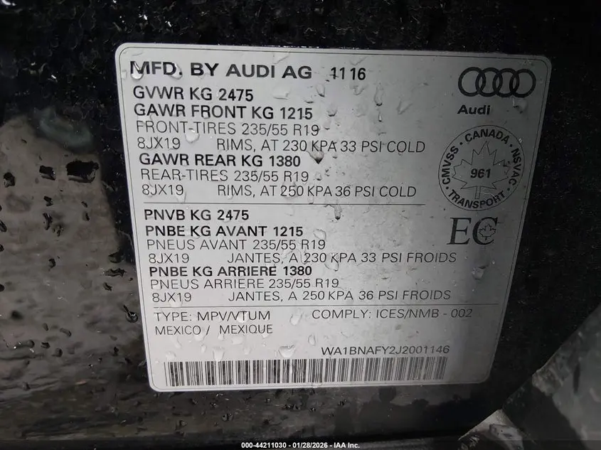 2018 AUDI Q5 2.0T PREMIUM/2.0T TECH PREMIUM