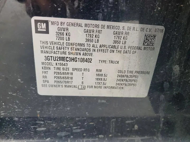 2017 GMC SIERRA K1500 SLE  