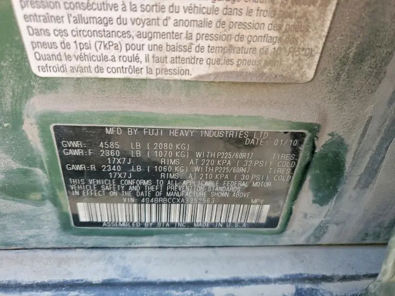 2010 SUBARU OUTBACK 2.5I PREMIUM  