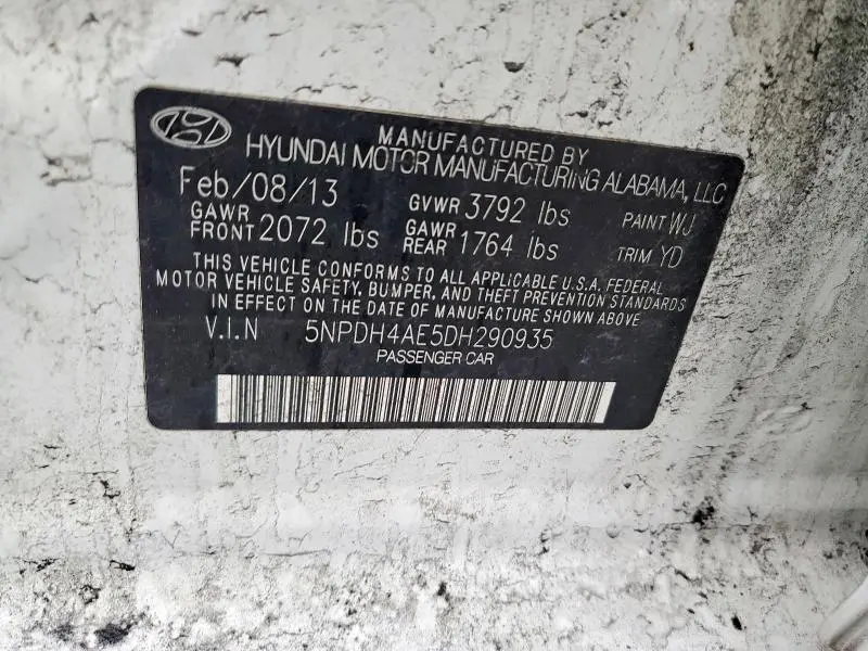 2013 HYUNDAI ELANTRA LIMITED  