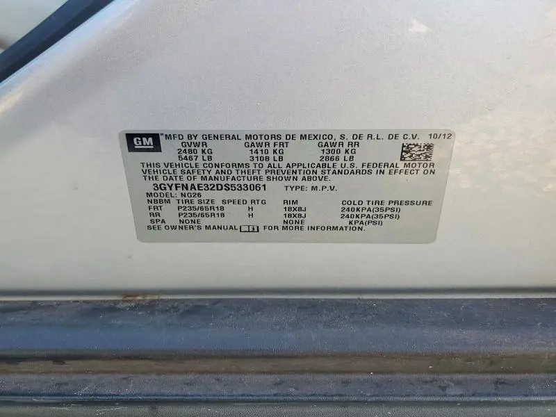 2013 CADILLAC SRX   