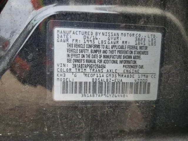 2016 NISSAN SENTRA S  