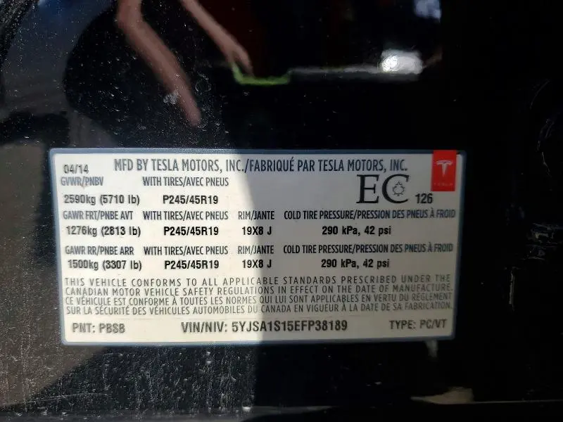 2014 TESLA MODEL S   