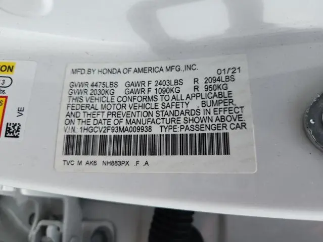 2021 HONDA ACCORD TOURING  