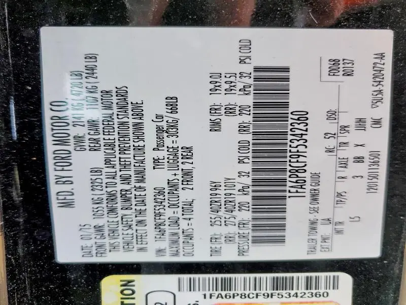 2015 FORD MUSTANG GT  