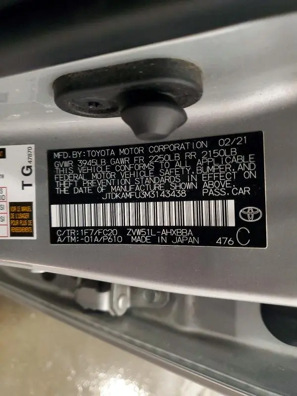 2021 TOYOTA PRIUS L ECO  