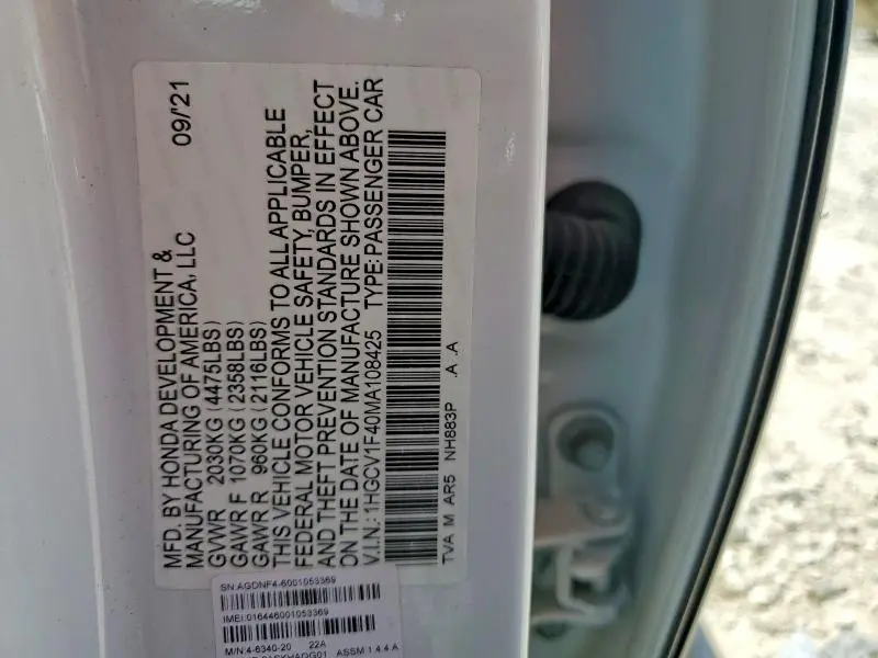 2021 HONDA ACCORD SPORT SE  