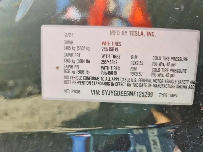 2021 TESLA MODEL Y   