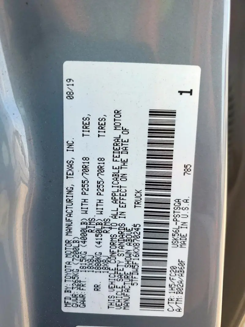 2019 TOYOTA TUNDRA CREWMAX SR5  