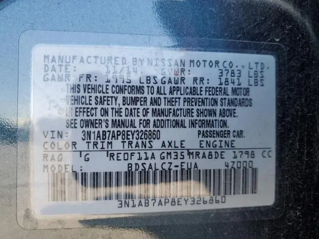 2014 NISSAN SENTRA S  