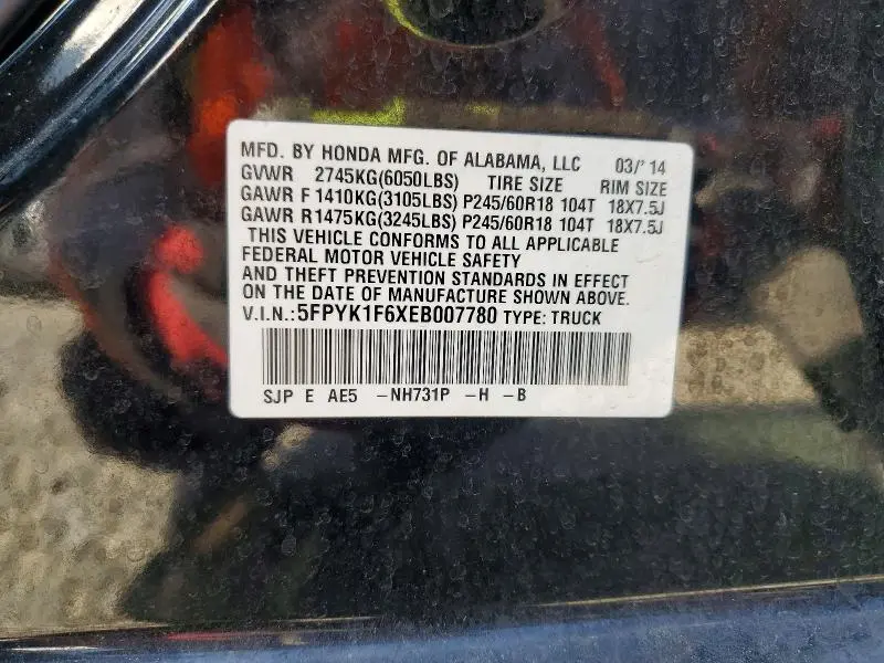 2014 HONDA RIDGELINE RTL-S  