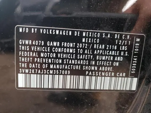 2012 VOLKSWAGEN JETTA BASE  