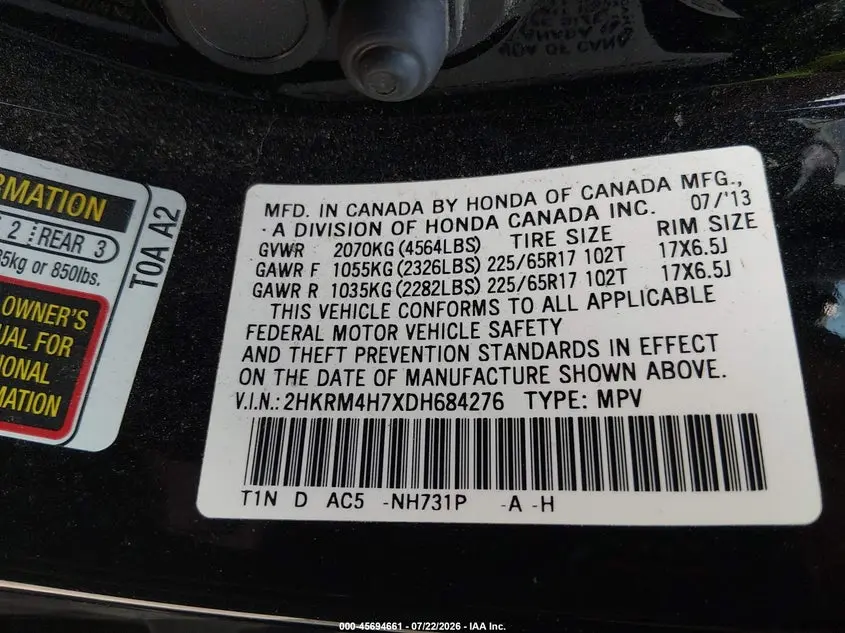 2013 HONDA CR-V EX-L