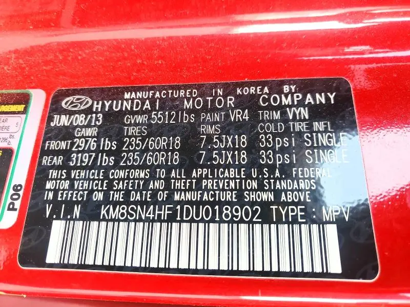 2013 HYUNDAI SANTA FE GLS  