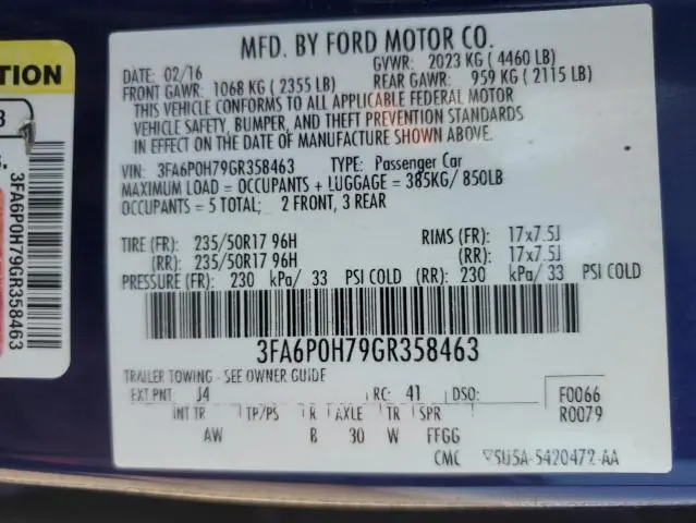 2016 FORD FUSION SE  