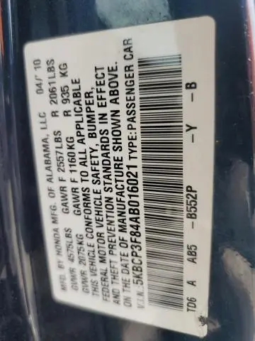 2010 HONDA ACCORD EXL
