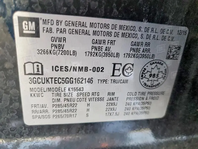 2016 CHEVROLET SILVERADO K1500 HIGH COUNTRY  