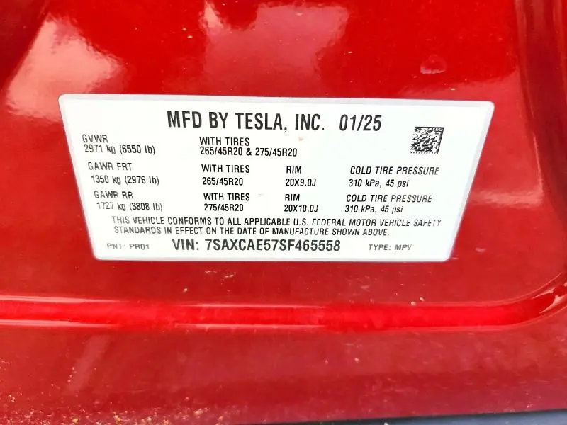 2025 TESLA MODEL X   