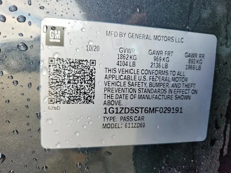 2021 CHEVROLET MALIBU LT  