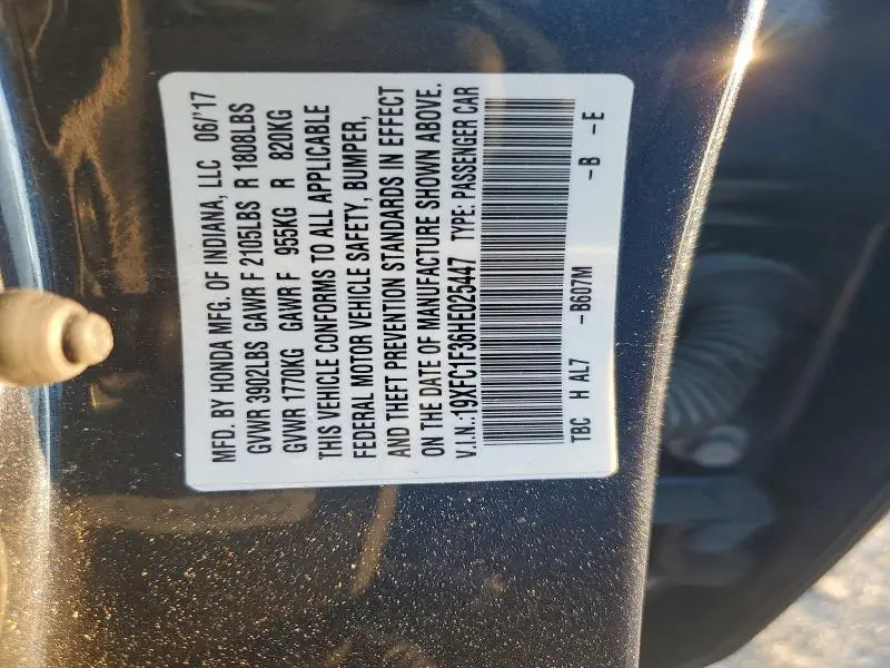 2017 HOND CIVIC EX  