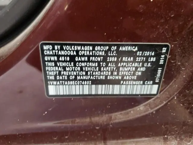 2014 VOLKSWAGEN PASSAT S  