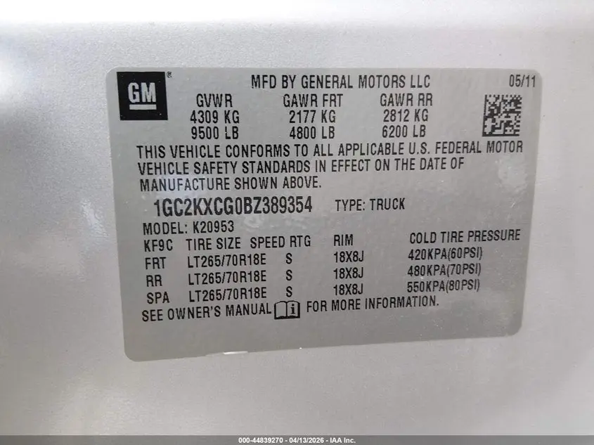 2011 CHEVROLET SILVERADO 2500HD LT