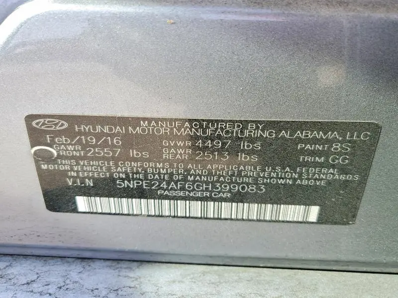 2016 HYUNDAI SONATA SE  