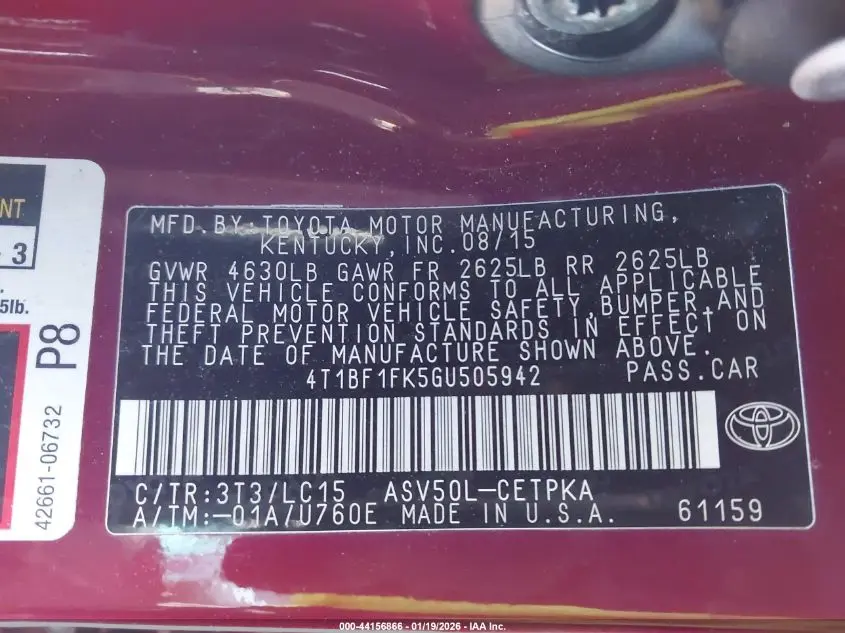 2016 TOYOTA CAMRY XSE