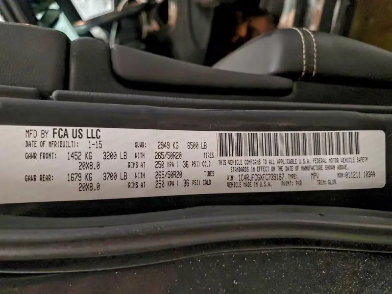 2015 JEEP GRAND CHEROKEE OVERLAND  