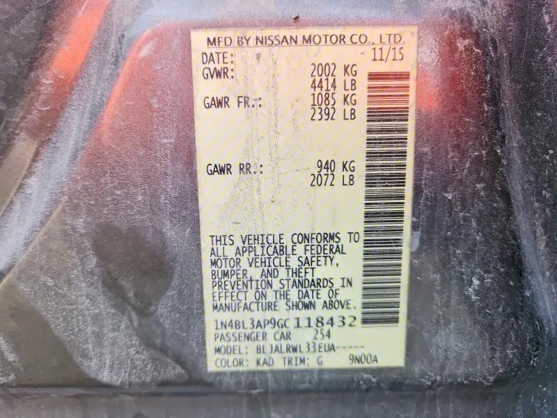 2016 NISSAN ALTIMA 3.5 SL  