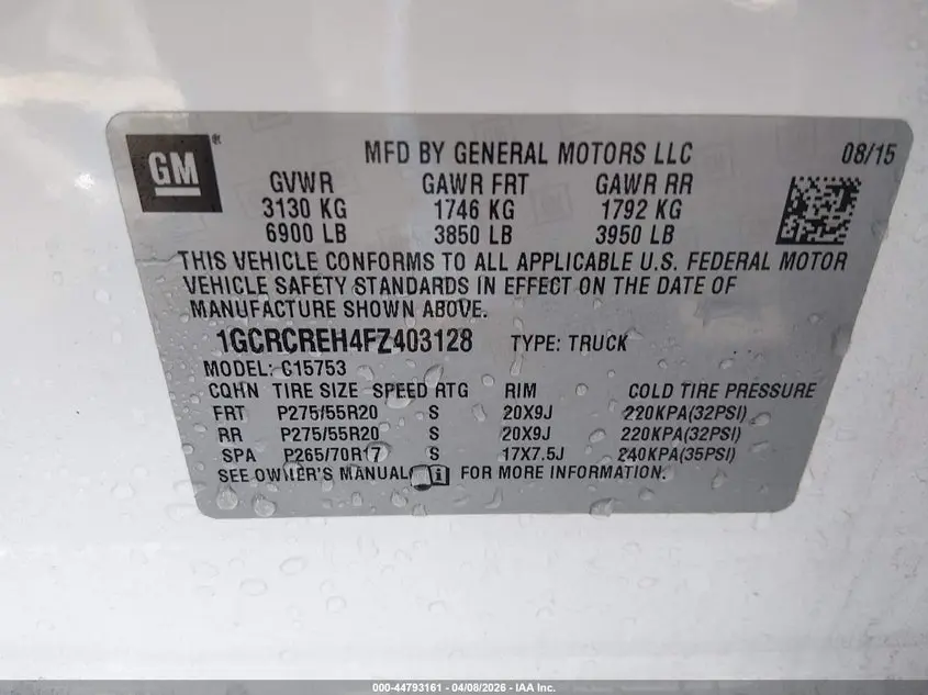 2015 CHEVROLET SILVERADO 1500 1LT