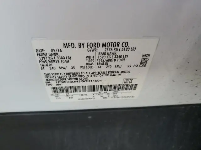 2016 FORD EXPLORER XLT  