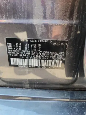 2019 SUBARU LEGACY 2.5I  