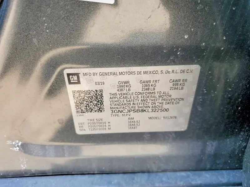2019 CHEVROLET TRAX 1LT  