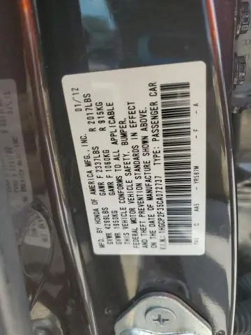 2012 HONDA ACCORD LX  