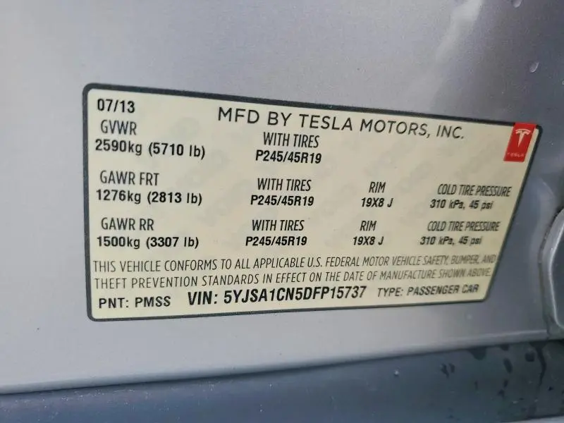 2013 TESLA MODEL S   