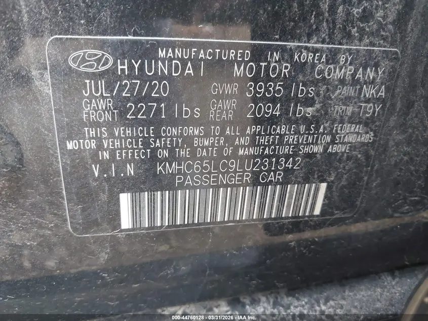 2020 HYUNDAI IONIQ HYBRID BLUE