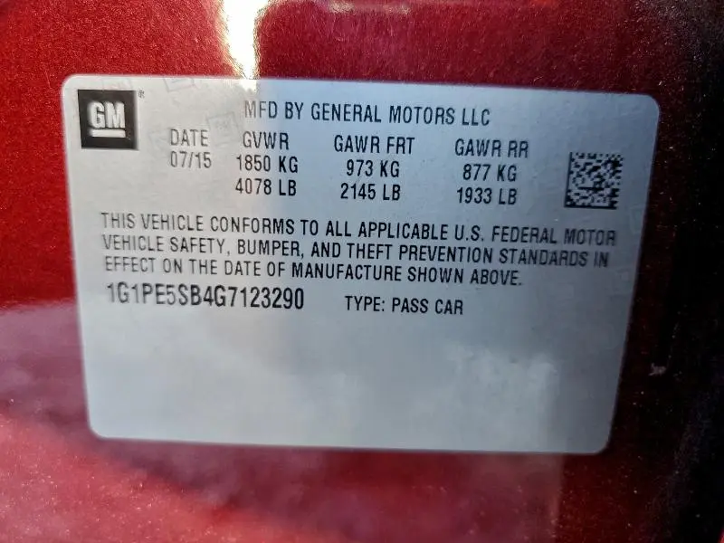 2016 CHEVROLET CRUZE LIMITED LT  