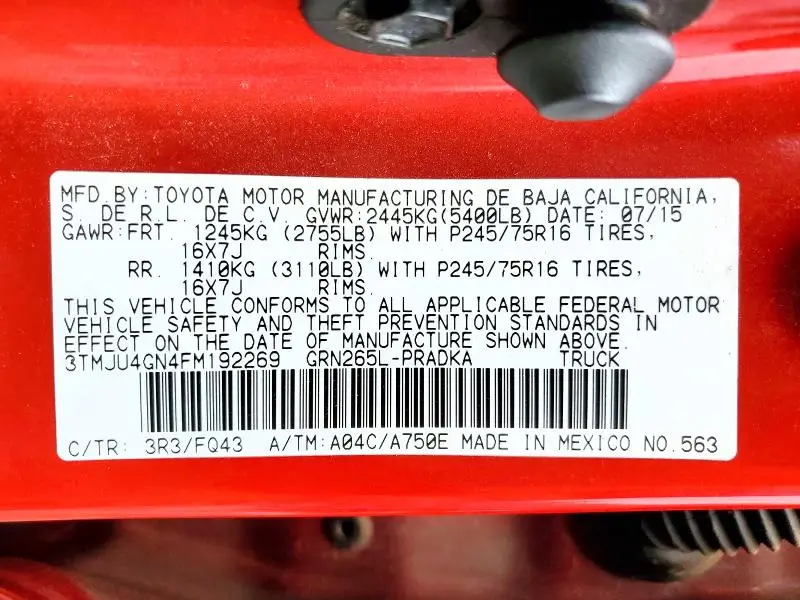 2015 TOYOTA TACOMA PRERUNNER V6  