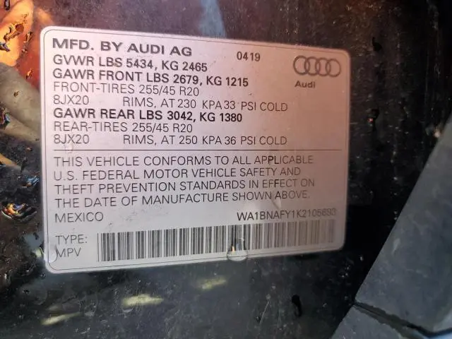 2019 AUDI Q5 PREMIUM PLUS  