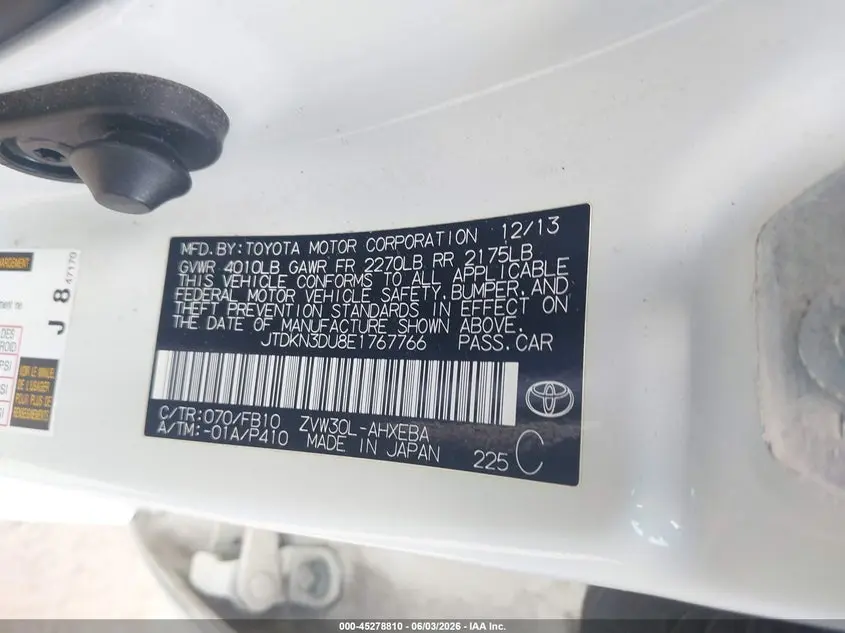 2014 TOYOTA PRIUS THREE
