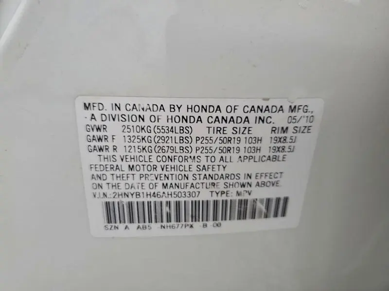 2010 ACURA ZDX TECHNOLOGY  